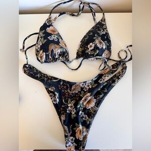 Resa Black Floral Leopard Bikini